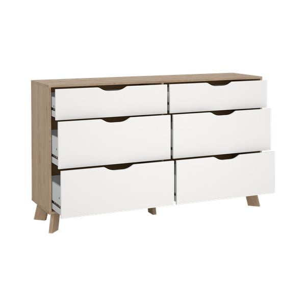 Baltos spalvos/natūralios spalvos šoninė spintelė iš ąžuolo 156x92x40 cm Ikast – Tvilum-image-3
