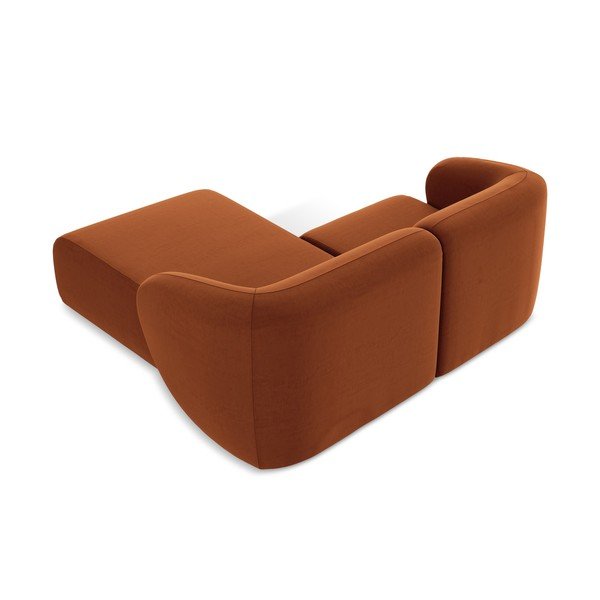 Terakotos spalvos kampinė sofa iš velveto (su dešiniuoju kampu/su gultu) Lani – Makamii-image-3