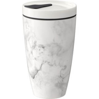 Pilkos ir baltos spalvos porcelianinis termopuodelis Villeroy & Boch Like To Go, 350 ml