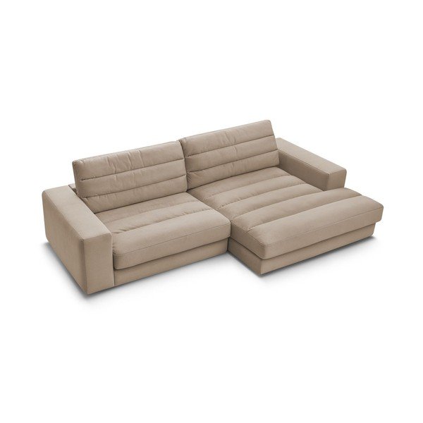 Taupe spalvos kampinė sofa iš velveto (su dešiniuoju kampu/su gultu) Sierra – Bobochic Paris-image-3