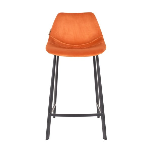 2 oranžinių baro kėdžių rinkinys su olandiško aksomo apmušalais, aukštis 91 cm-image-1