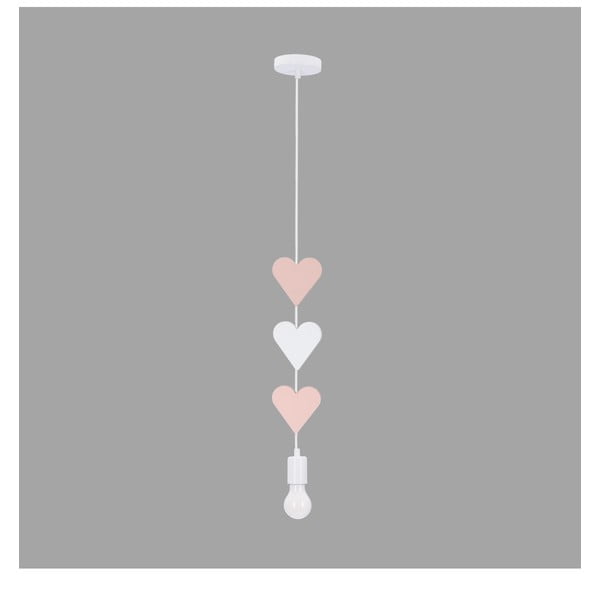 Baltos spalvos/rožinės spalvos vaikiškas pakabinamas šviestuvas su metaliniu gaubtu Hearts – Candellux Lighting-image-1