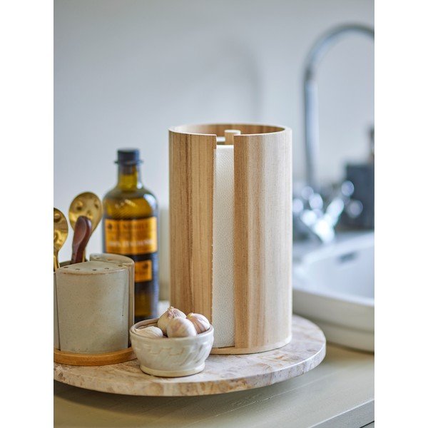 Natūralios spalvos iš medienos popierinio rankšluosčio stovas ø 14,5 cm Celian – Bloomingville-image-1