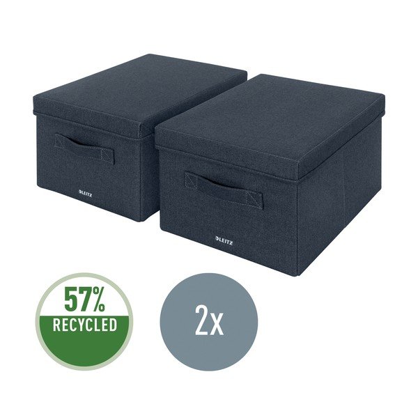 Iš tekstilės daiktadėžės tamsiai pilkos spalvos su dangčiu 2 vnt. 28.5x38x20 cm – Leitz-image-4