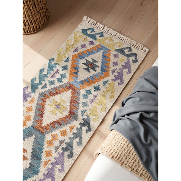 Apverčiamas/rankų darbo iš vilnos kilimas 60x190 cm Kamal Oasis – Nouristan-image-2