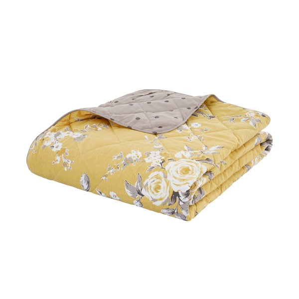 Geltona lovatiesė su gėlėmis Catherine Lansfield, 220 x 230 cm