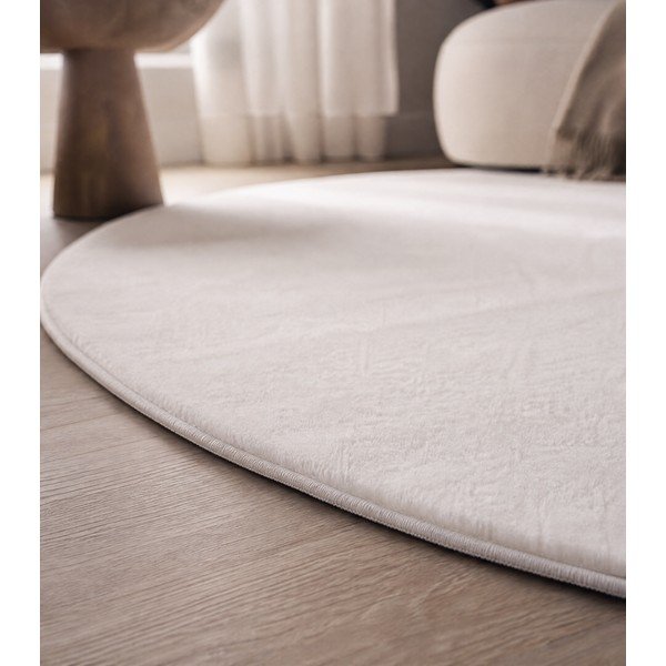 Skalbiamas apvalios formos kilimas kreminės spalvos ø 160 cm Pouffy – Ayyildiz Carpets-image-1