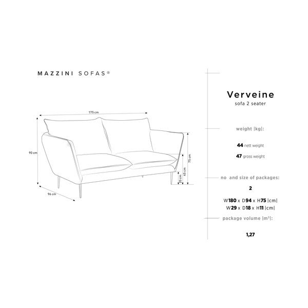 Mazzini Sofos Verveine pilka sofa, ilgis 175 cm-image-3