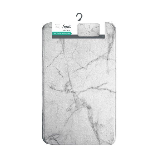 Baltos spalvos/pilkos spalvos iš tekstilės vonios kilimėlis 45x75 cm Marbre – douceur d'intérieur-image-3