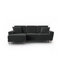 Tamsiai pilkos spalvos iš velveto sulankstoma/su sandėliavimo vieta kampinė sofa (su kairiuoju kampu/su gultu) Kyoto – Cosmopolitan Design