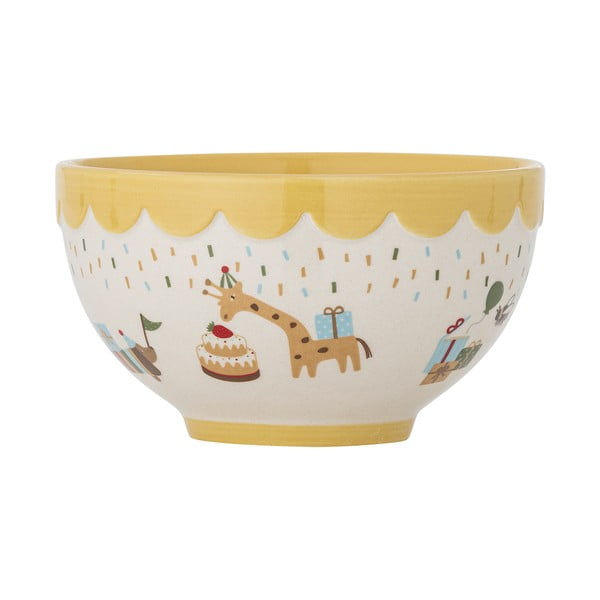 Geltonos spalvos/kreminės spalvos iš akmens masės vaikiškas dubuo ø 13,5 cm Celebrate – Bloomingville Mini-image-2