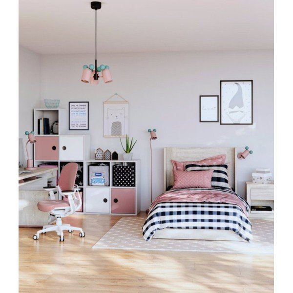 Stalinis šviestuvas šviesiai mėlynos spalvos/rožinės spalvos (aukštis 50 cm) su metaliniu gaubtu Mouse – GTV-image-2