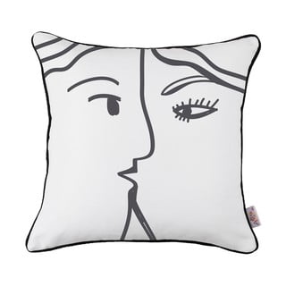 Juodai baltas pagalvės užvalkalas Mike & Co. NEW YORK Line Faces, 43 x 43 cm