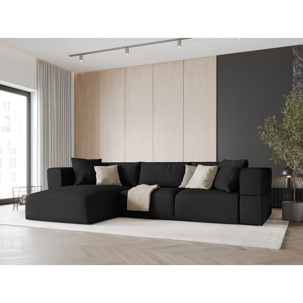 Kampinė sofa juodos spalvos (su kairiuoju kampu) Esther – Milo Casa-image-1