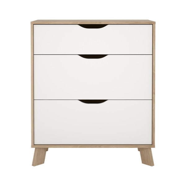 Baltos spalvos/natūralios spalvos šoninė spintelė iš ąžuolo 79x92x40 cm Ikast – Tvilum