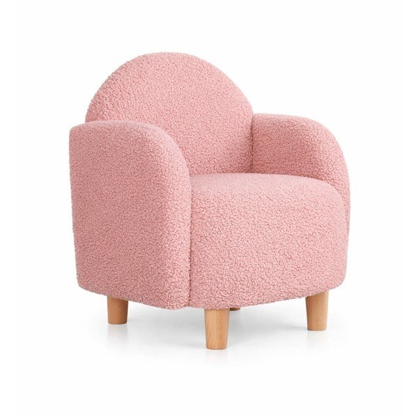 Vaikiškas krėslas rožinės spalvos iš boucle Moylo – Artie