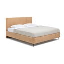 Garstyčių spalvos dvigulė lova audiniu dengta su grotelėmis 180x200 cm Noira Slim – Bonami Selection