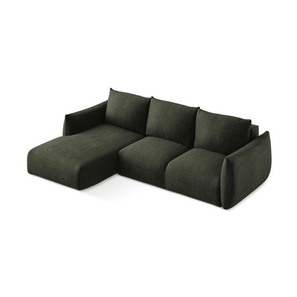 Žalios spalvos sulankstoma kampinė sofa (su kairiuoju kampu/su gultu) Leila – Makamii-image-4
