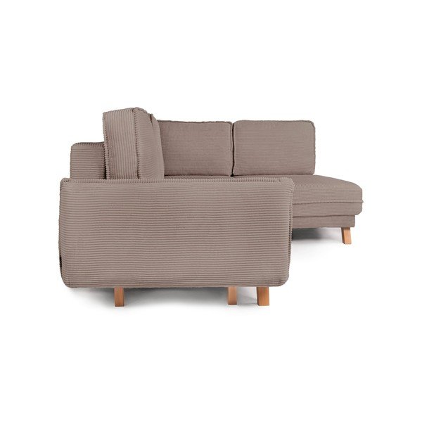 Taupe spalvos sulankstoma/su sandėliavimo vieta kampinė sofa iš kordinio velveto (su kairiuoju kampu/„L“ formos) Tori – Bonami Selection-image-4