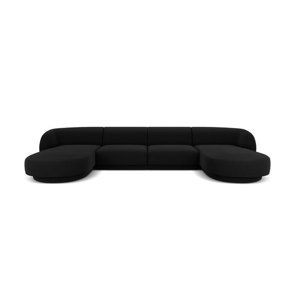 Juodo aksomo kampinė sofa (U formos) Miley - Micadoni Home