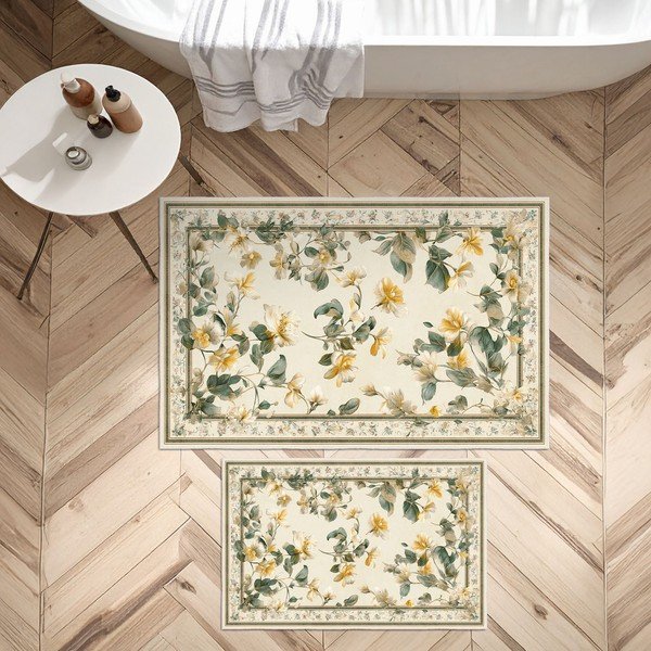 Smėlio spalvos vonios kilimėliai 2 vnt. 60x100 cm – Foutastic-image-4