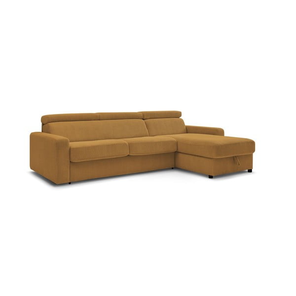 Iš kordinio velveto sulankstoma kampinė sofa garstyčių spalvos (kintama) Monaco – Bobochic Paris-image-4