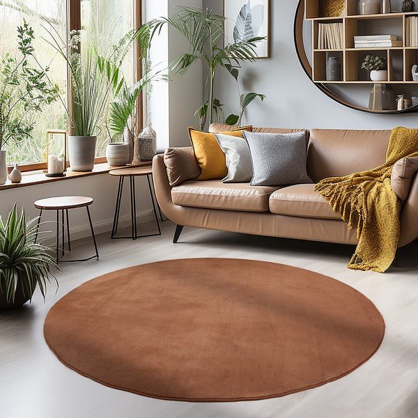 Skalbiamas rudos spalvos apvalios formos kilimas ø 200 cm Sky – Ayyildiz Carpets-image-1