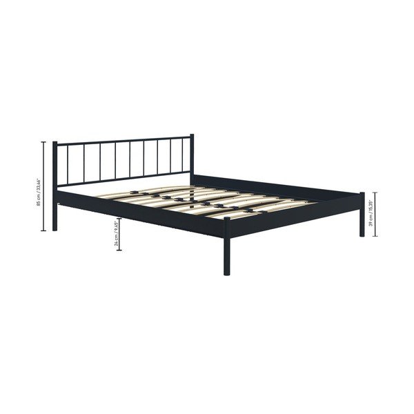 Juoda metalinė dvigulė lova su grotelėmis 160x200 cm Falez - Kalune Design-image-2