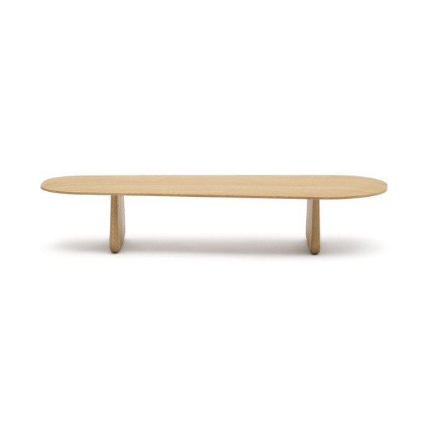Iš ąžuolo masyvo kavos staliukas natūralios spalvos 64x146 cm Pirita – Kave Home-image-3