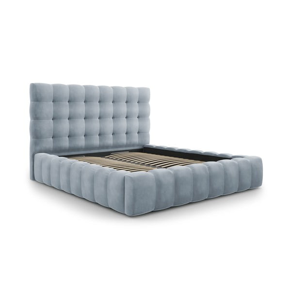 Dvigulė lova šviesiai mėlynos spalvos audiniu dengta su sandėliavimo vieta su lovos grotelėmis 180x200 cm Bali – Cosmopolitan Design