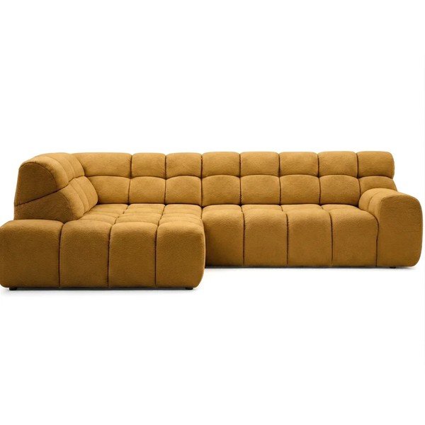 Geltonos spalvos sulankstoma/ar elektrisko sēdekļa regulēšanu kampinė sofa (su kairiuoju kampu/„L“ formos) Andre – Bobochic Paris