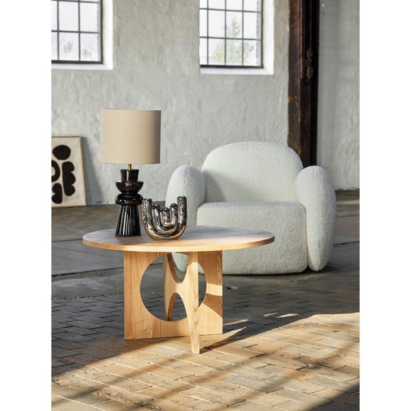 Natūralios spalvos apvalios formos kavos staliukas iš eglės ø 80 cm Alden – Bloomingville-image-3