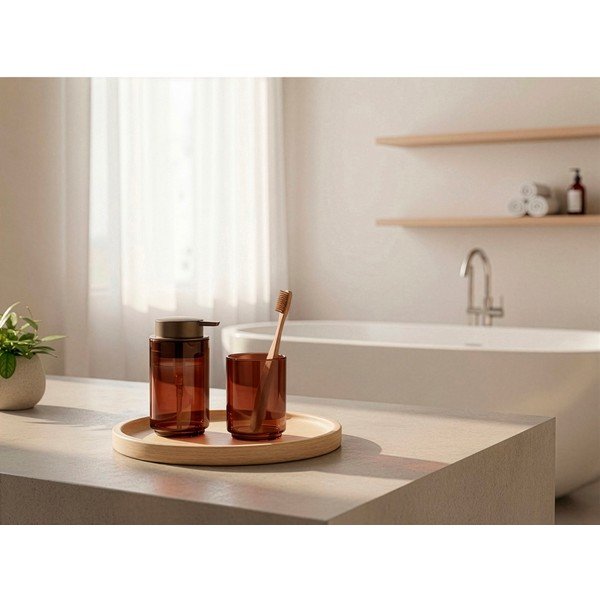 Rudos spalvos iš stiklo muilo dozatorius 250 ml Tada – Zone-image-1