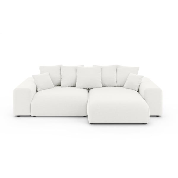 Baltos spalvos sulankstoma/su sandėliavimo vieta kampinė sofa (kintama) Luma – Ropez