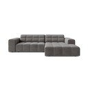 Pilkos spalvos kampinė sofa iš velveto (su dešiniuoju kampu/su gultu) Chicago – Cosmopolitan Design