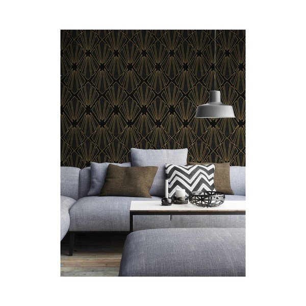 Tapetai "Global Art Production Gold Geometry", 52 x 300 cm (3 rulonai)-image-1