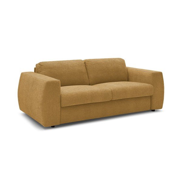 Garstyčių spalvos sofa miegojimui/sulankstoma iš šenilinio audinio 220 cm Hugo – Bobochic Paris-image-2