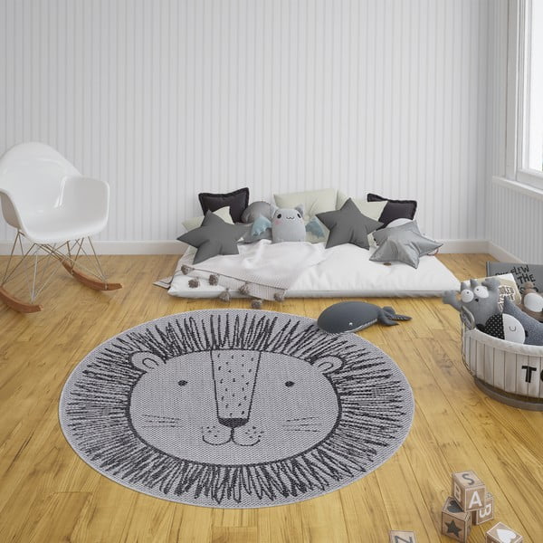 Pilkas vaikiškas kilimas Ragami Lion, ø 160 cm-image-1