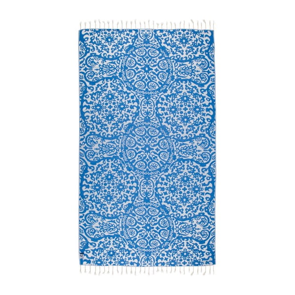 Mėlynas hamamo rankšluostis Kate Louise Camelia, 165 x 100 cm