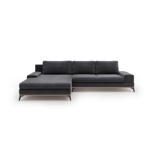 Tamsiai pilka sofa-lova su aksomo apmušalais Windsor & Co Sofas Astre, kairysis kampas