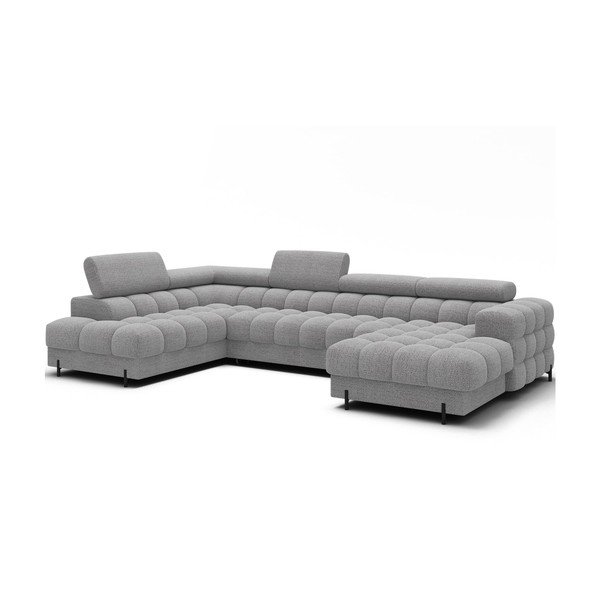 Pilkos spalvos iš boucle sulankstoma kampinė sofa (su kairiuoju kampu/„U“ formos) Feraria – ELTAP-image-2