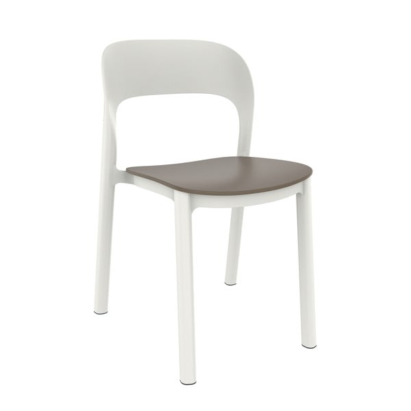 4 baltų sodo kėdžių su rudomis sėdynėmis rinkinys "Resol Ona