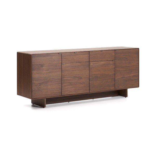 Tamsiai rudos spalvos šoninė spintelė iš riešutmedžio 194,5x78x45 cm Norlen – Kave Home-image-2