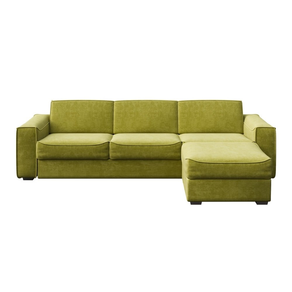 Alyvuogių žalios spalvos sofa-lova su keičiamu gultuvu MESONICA Munro, 308 cm
