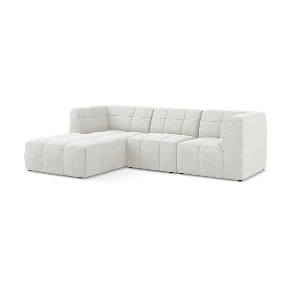 Baltos spalvos kampinė sofa iš boucle (su kairiuoju kampu/su gultu) Aloha – Makamii-image-2