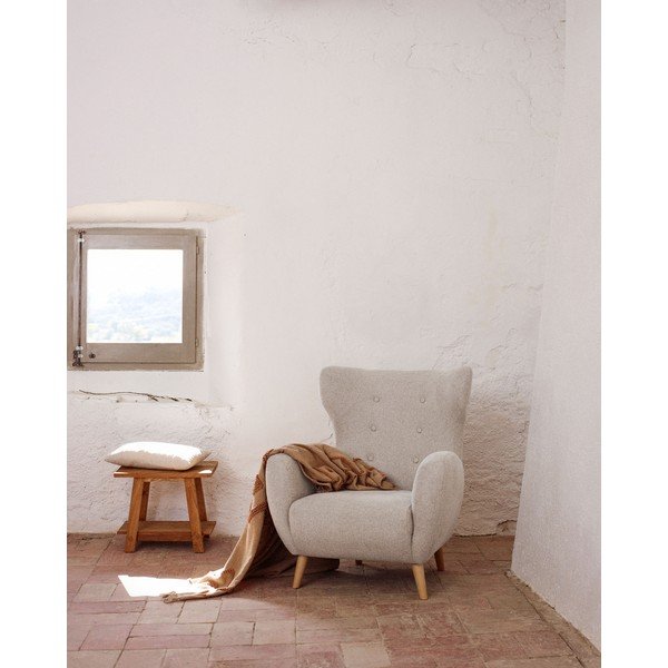 Krėslas smėlio spalvos su atlošu Patio – Kave Home-image-1