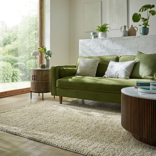 Rankų darbo iš vilnos mišinio kilimas khaki spalvos 80x150 cm Minerals – Flair Rugs-image-1