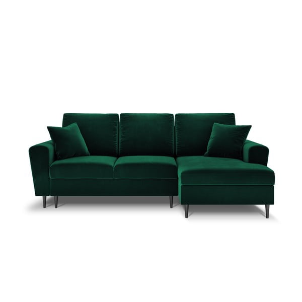 Žalios spalvos iš velveto sulankstoma/su sandėliavimo vieta kampinė sofa (su dešiniuoju kampu/su gultu) Kyoto – Cosmopolitan Design