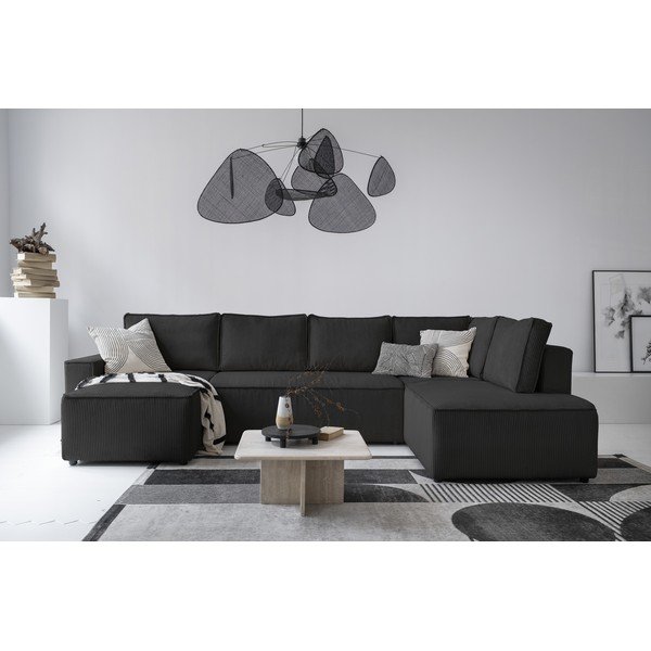 Iš kordinio velveto sulankstoma kampinė sofa antracito spalvos (su dešiniuoju kampu/„U“ formos) Brave Dave – Miuform-image-3