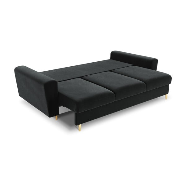 Tamsiai pilkos spalvos iš velveto sulankstoma/su sandėliavimo vieta sofa 235 cm Kyoto – Cosmopolitan Design-image-2